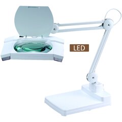 63-118 intertek 4 inch led swing arm table lamp 5x magnifier, 26 inch long  length, 3 white color modes, dimmable