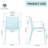 Summer - 4pcs Modern Stackable Plastic Armchair for Indoor/Outdoor Use – Ergonomic Slatted Back Design, All-Weather PP Material, Light Baby Blue – Patio, Balcony, Cafe