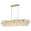 Luminaire suspendu linéaire à 5 lumières pour îlot de cuisine 53 "avec globes en verre cognac double couche, hauteur réglable 16" à 94 "pour salle à manger