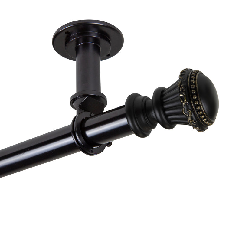 Tringle à rideaux simple réglable 1 po Addiego, 160" - 240", Noir
