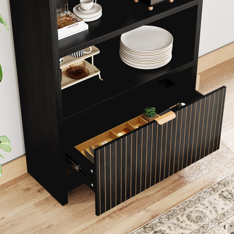70'' Tall Arched Storage Display Cabinet, Black