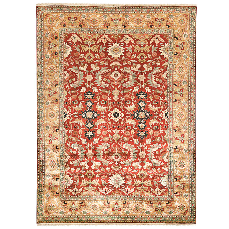 High-Quality Hand-Knotted Red And Gold Area Rug