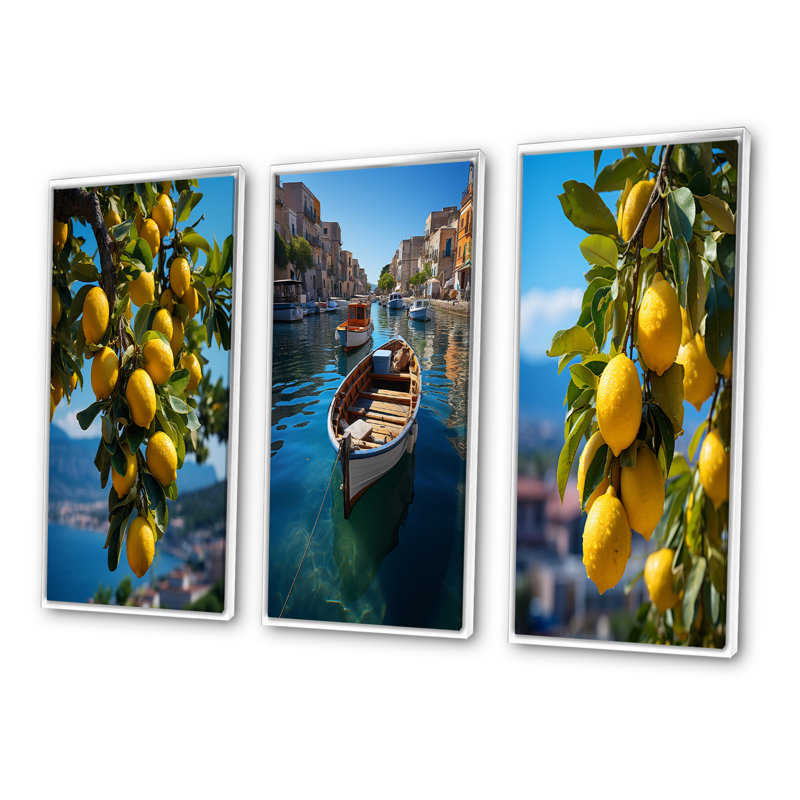 «Italie Sorrento Serenade», 3 pièces, H 20 po x l 36 po, Cadre blanc