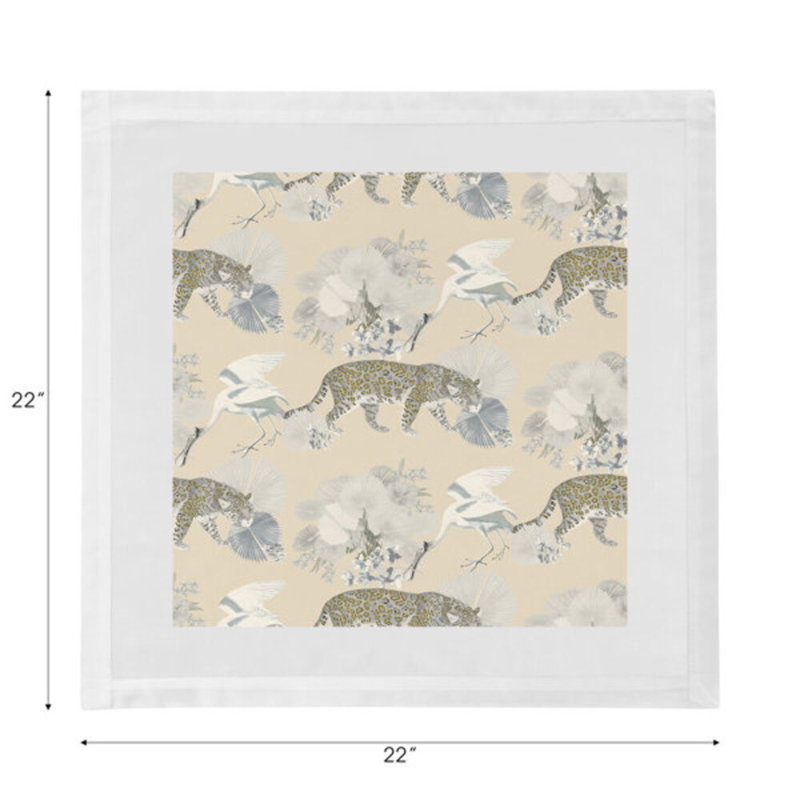 Leopard Walk Cameo Hemstitch 22" Linen/Cotton Napkin, Cream