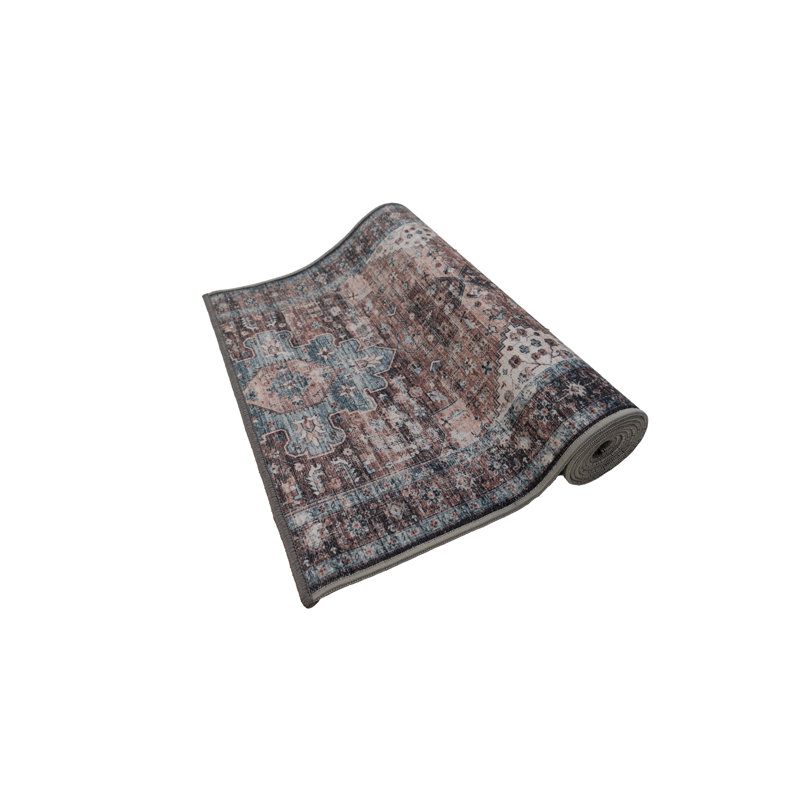 Washable Non Slip Latex Infused Natural Cotton Backing Persian Mahal DISTRESSED Design Low Profile CUSTOM Length Rug Runners