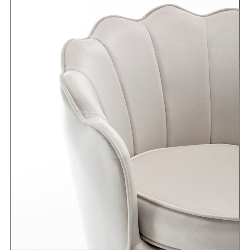 Elanora Velvet Barrel Chair, Ivory Velvet