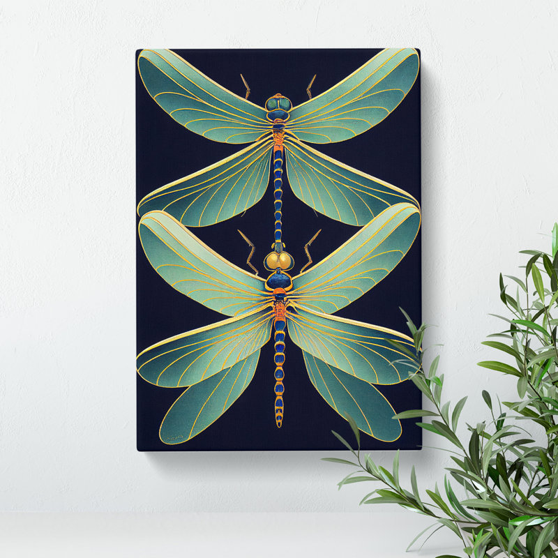 XC1022-1796X Delicate Dragonflies - Print on Canvas, 60cm H x 40cm W x 3cm D, Wrapped Canvas