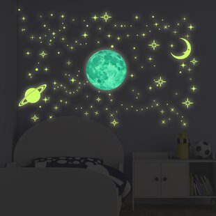 Glow in The Dark Stars and Planet Wall Stickers,Galaxy Astronaut Rocket Spacecraft Alien Decoration,Planet Wall Decals,Bright Solar System Wall
