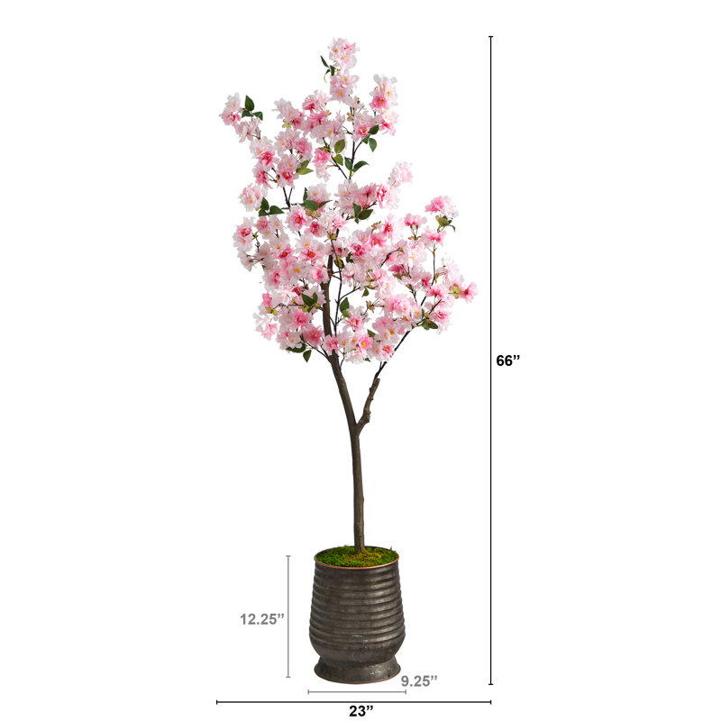 Fleur de cerisier artificiel 66 po en pot