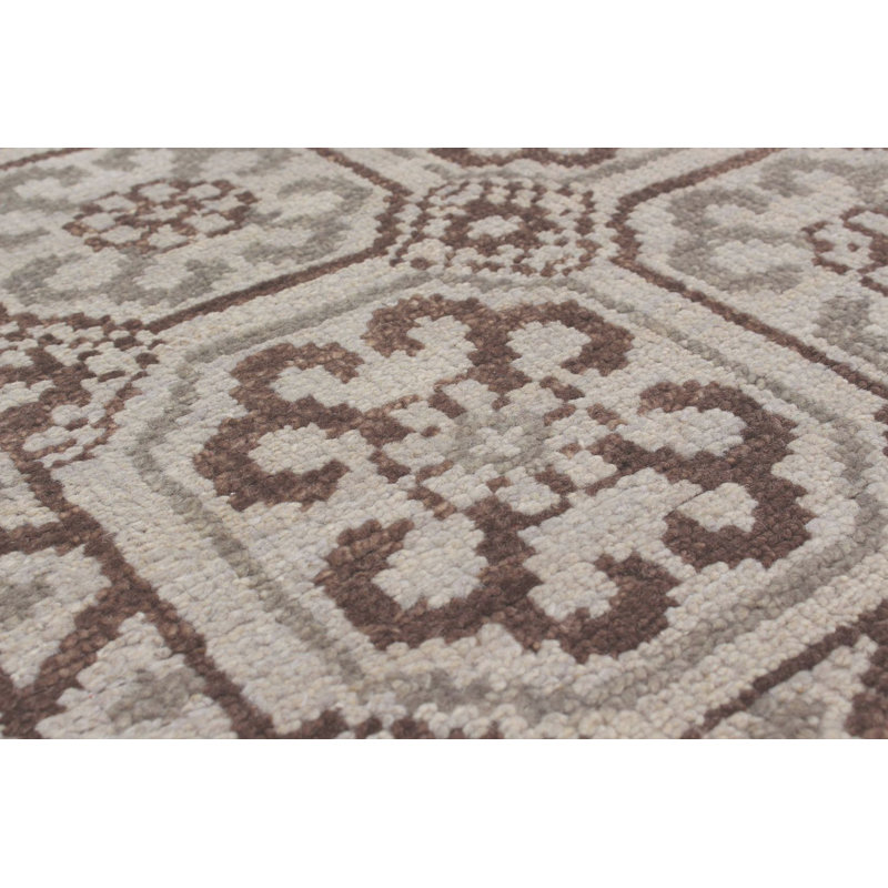 Tapis unique en laine noué à la main Esari des années 2010 de 5 pi 2 po x 8 pi crème Groh