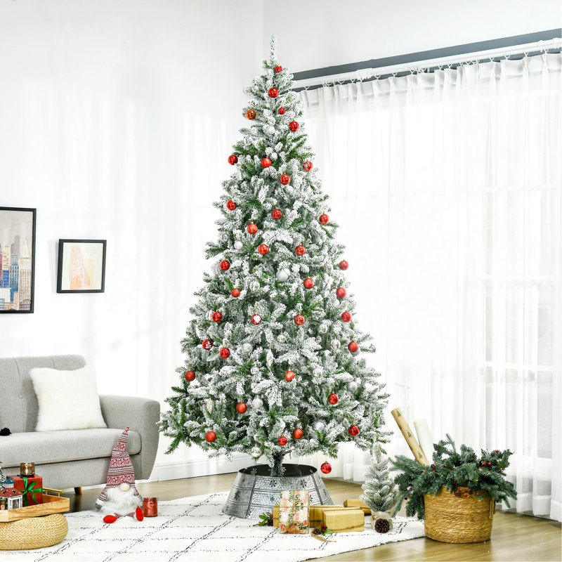 Arbre de Noël artificiel enneigé 9 pi avec branches réalistes, vert, 9'
