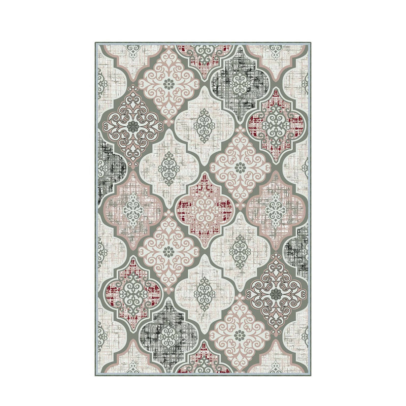 Stylish Woven Carpet, 5.2 x 7.5 Feet | 100% Polyester, 0.3 in Pile Height, Antibacterial, Non-Slip PVC Dot Underside | Machine Washable, 3D Digital Print | Perfect for Living Room, Bedroom & Home Décor