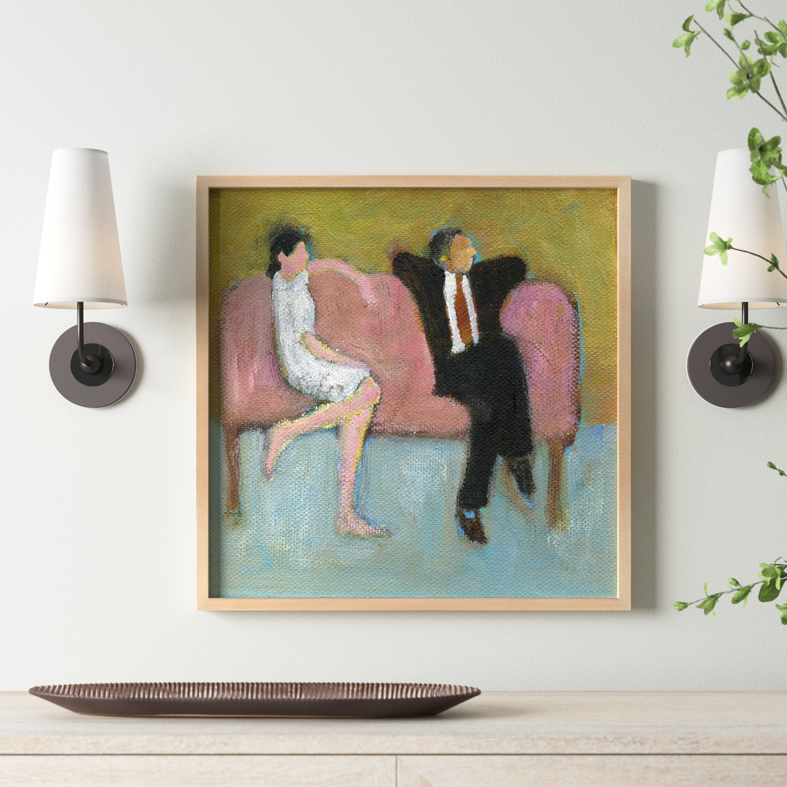 The Pink Couch by Simon Schneiderman, 24" H x 24" W x 1.25" D, Brown