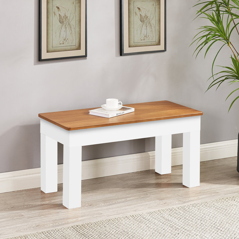 Solid Wood Bench, Acacia/White