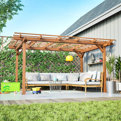 12X10FT Gazebo Wood, For Garden Use With Climbing Plant Support