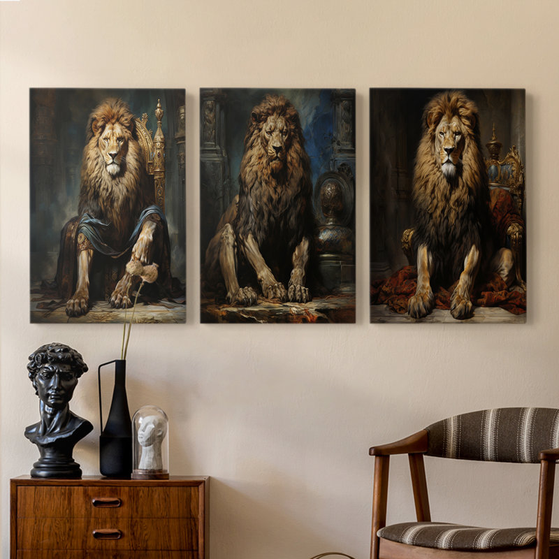 Série royale d'animaux LX - ensemble de toiles tendues avec châssis Premium - prêt à être accroché