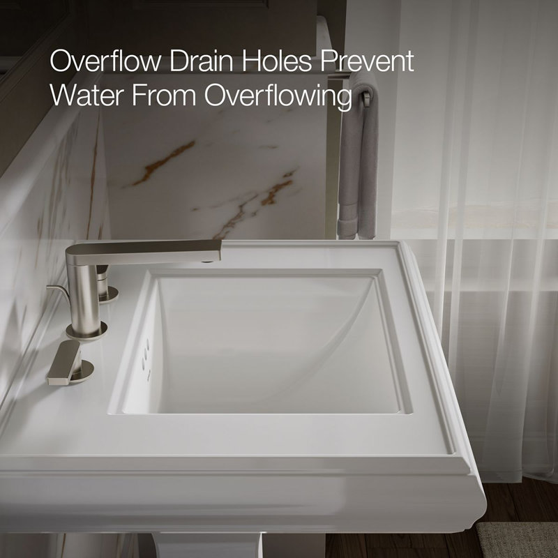 Memoirs®  Pedestal Tall Bathroom Sink with Overflow, White, 8" Centers