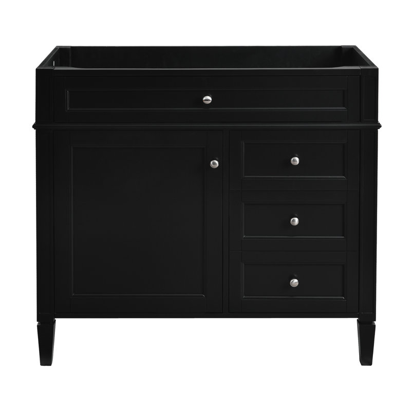 Meuble-lavabo de 36 po sans lavabo supérieur, armoire de rangement moderne avec 2 tiroirs et un tiroir basculant, structure en bois massif