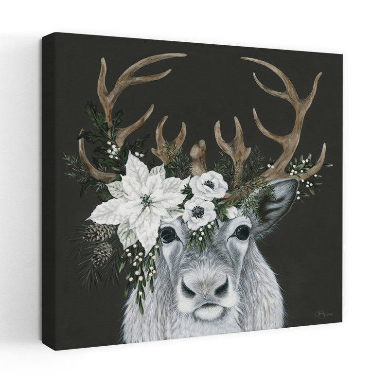 Art contemporain de la faune, le renne et le cerf, art animalier, H 32 po x l 32 po