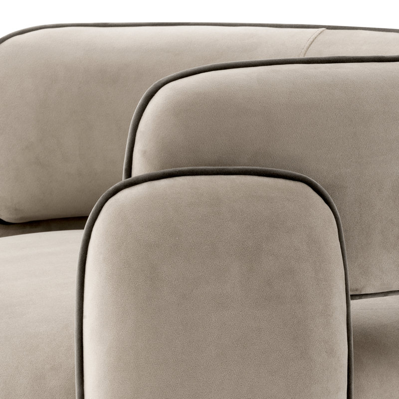 Chaplin Velvet Barrel Chair, Savona Greige/Savona Gray Polyester