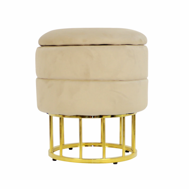 Repose-pieds rembourré Micaiah, Velours beige