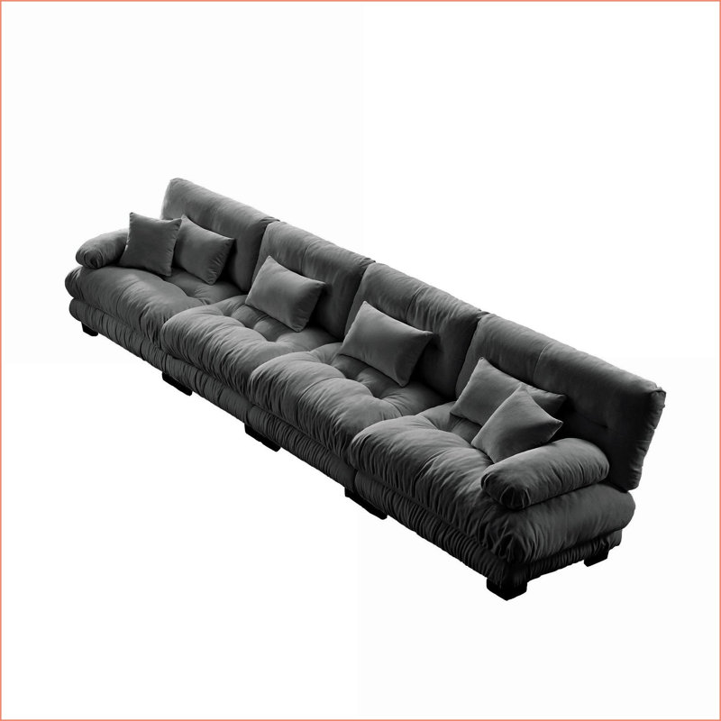Canapés-lits | Canapé modulaire 4 places à assise profonde pour salon, appartement, studio | Gris ardoise | Chenille