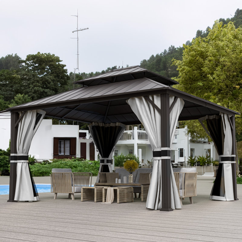 Needa L 14 pi. D Pavillon de jardin en aluminium, gris