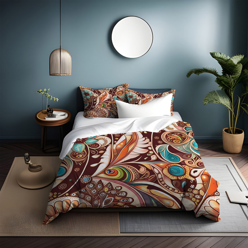 Literie , Housse de couette grand + 2 grandes taies décorat, Brown/Blue