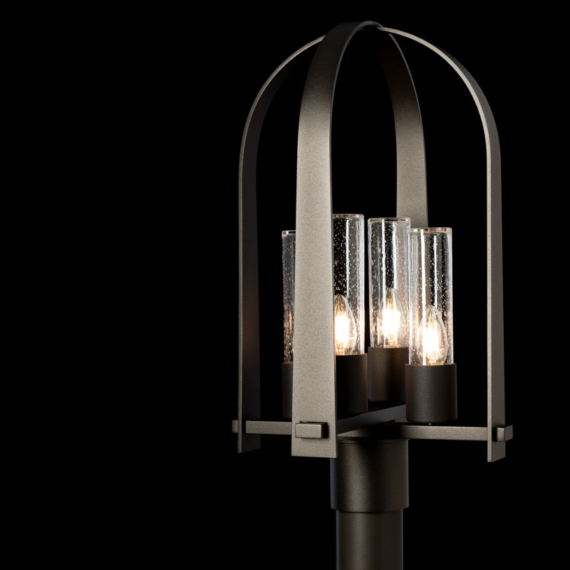 Tête de lanterne câblée à 4 lumières H 21,5 po Triomphe, Transparent avec grains, Bronze huilé