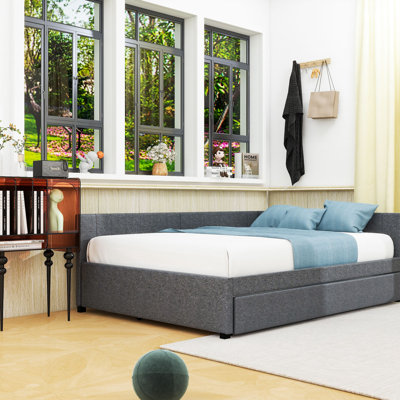 Linen Upholstered Daybed with Trundle