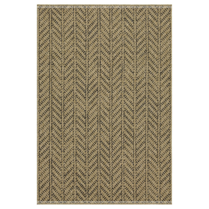 Jute/Black Indoor/Outdoor Area Rug, Rectangle 7'10" x 10'3"