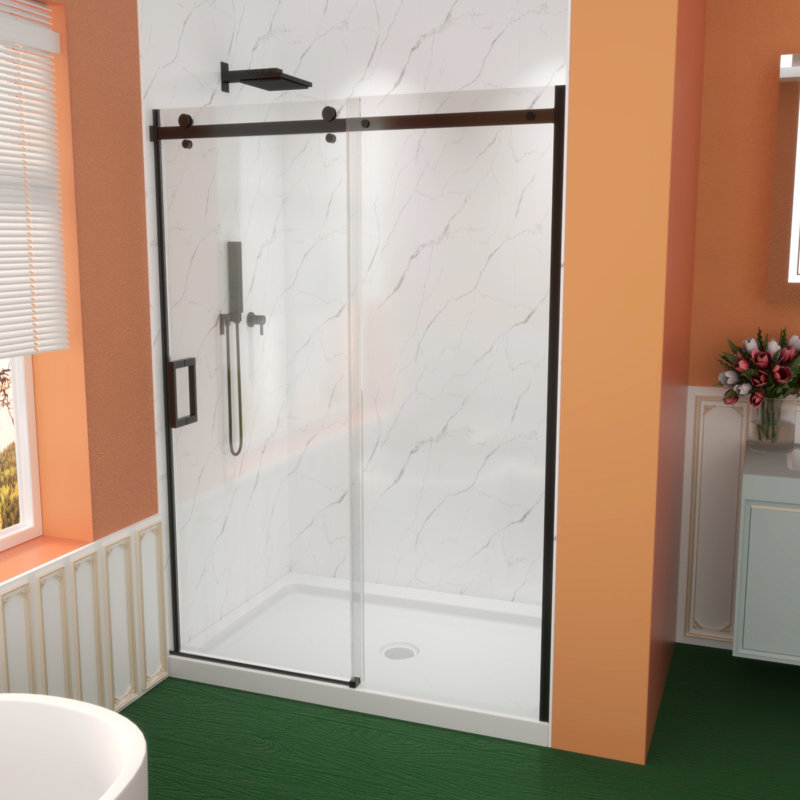 Porte de douche coulissante de qualité supérieure, l 54 po x H 74 po, largeur réglable 50 à 54 po, verre trempé 5/16 po