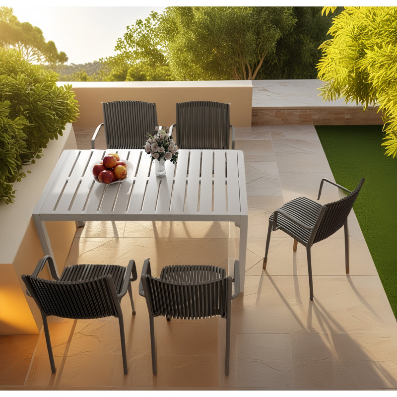 5-Piece Indoor/Outdoor Furniture Set - 4 Chairs And 1 Long Table, Blue