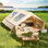 Tente de camping gonflable 13 x 10 pi, tentes de glamping, tente d'extérieur coupe-vent 4 saisons facile à installer avec cric et fenêtres en maille et pompe