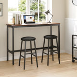 Plattsburgh Bar Stools 24.8" PU Upholstered Breakfast Stools (Set of 2)