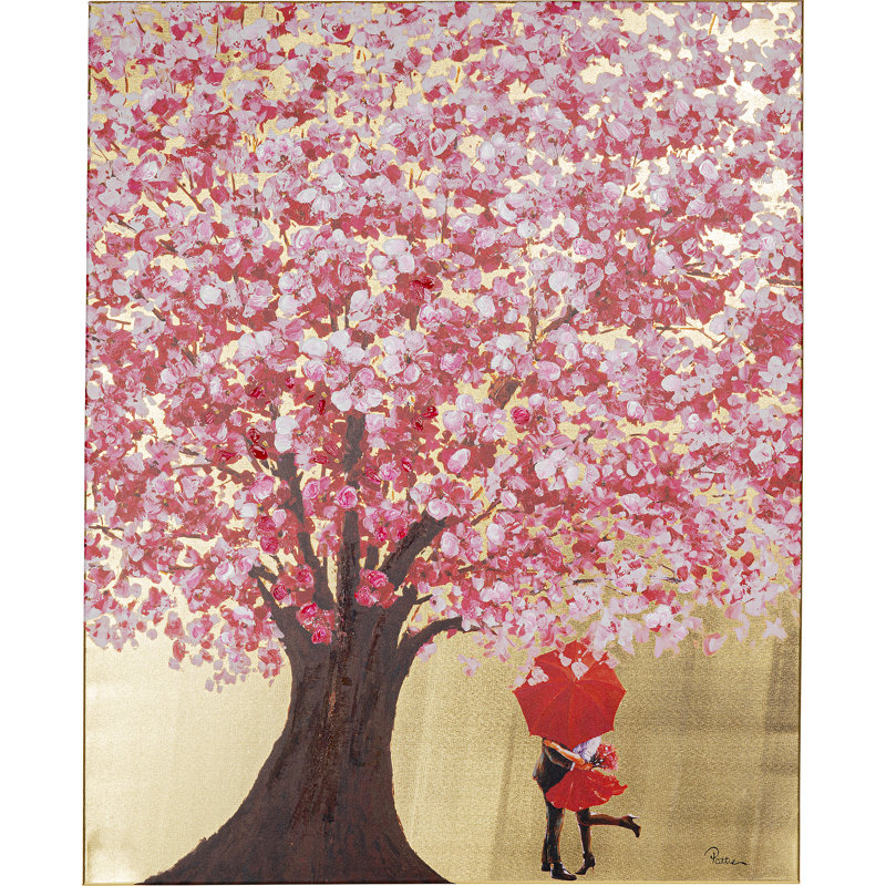 Flower Couple Gold Pink - Print, 100cm H x 80cm W x 3.5cm D