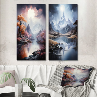 «Music Lunar Fantasy Landscape», ensemble de 2 reproductions d'art sur toile