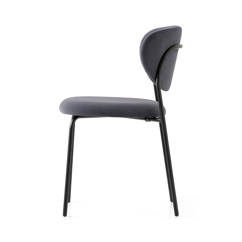 Cozy Upholstered Chair with Metal Frame, Burgundy, Matt Black