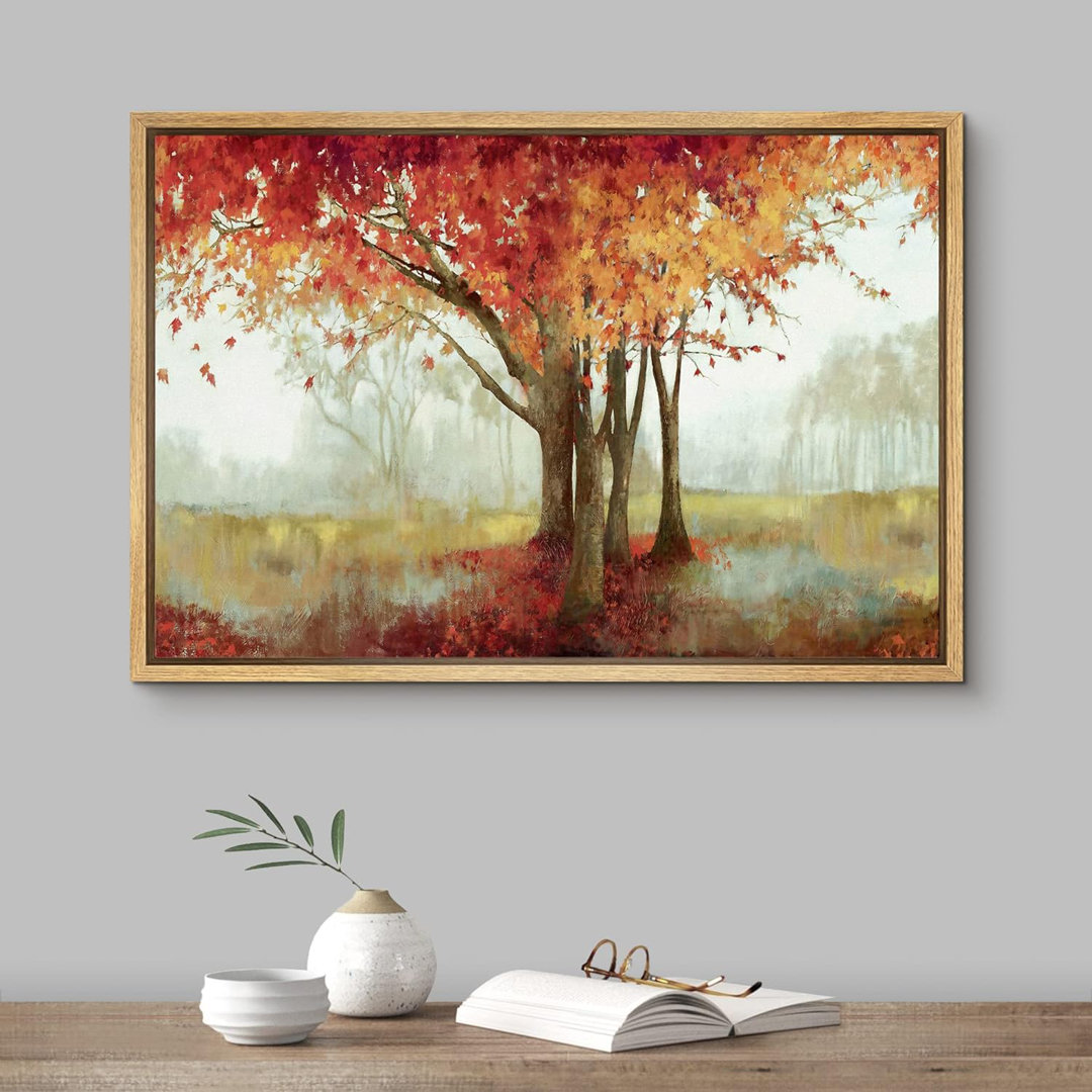 Autumn Fall " Orange Maple Tree In Nature Landscape Pictures Large Framed Canvas Print Wall Art " IDEA4WALL Overall 
