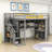 Full Wood Loft Bed with Built-In Wardrobe, Desk, Shelves, Storage Stairs and LED Lighting-711863904