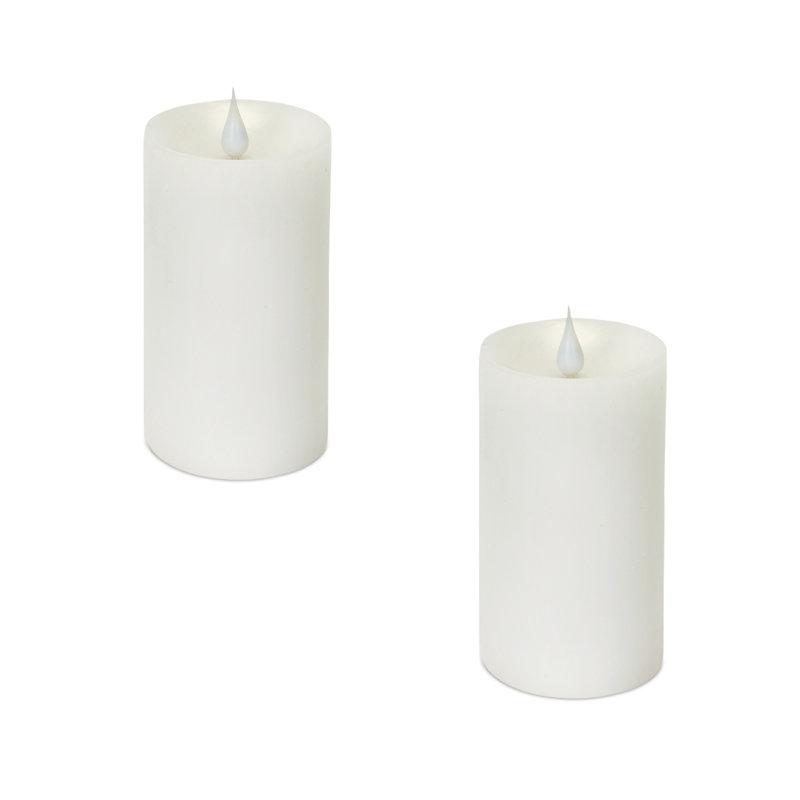 Ensemble de deux chandelles blanches sans flamme, H 5 po x l 3 po x P 3 po