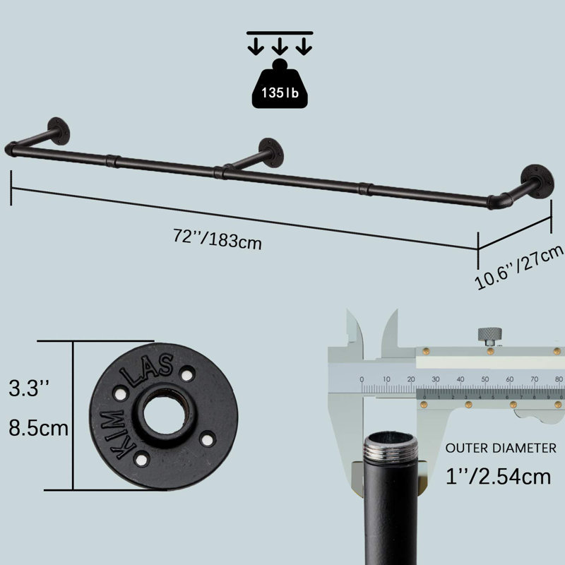 Aldair 72.41'' Metal Industrial Pipe Clothing Rack