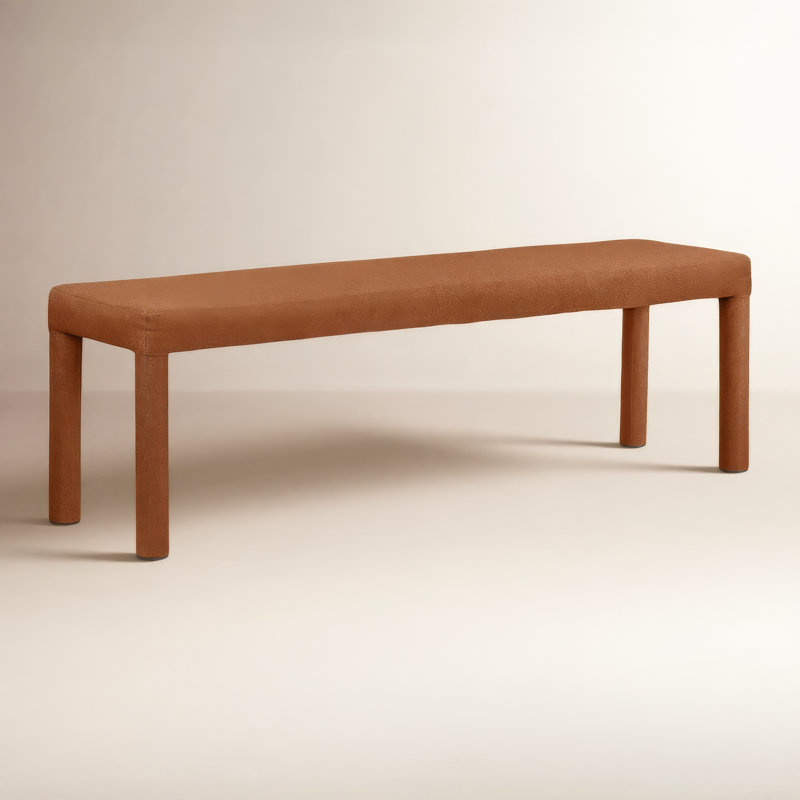 Dotty Upholstered Dining Bench, Rust Basketweave