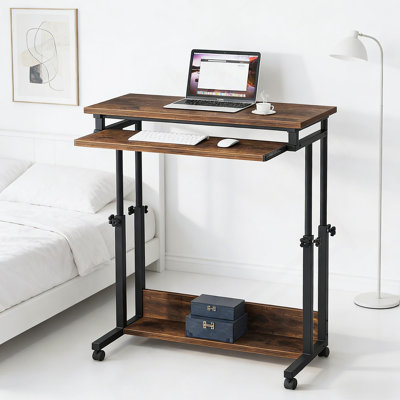 Bureau avec roulettes, table pour ordinateur portable pratique, bureau à hauteur réglable