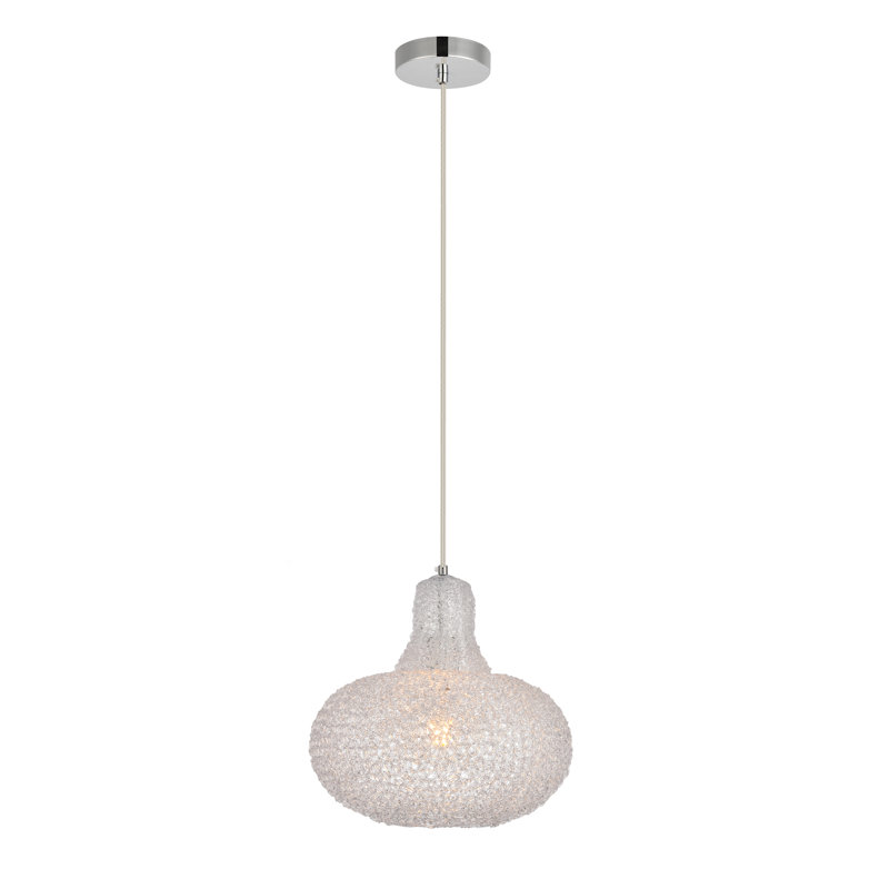 Luminaire suspendu simple 1 lumières Teegan, Chrome / transparent