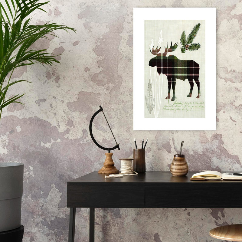 «Woodland Plaid II Abstract Vintage Forest Landscape», art mural, H 24 po x l 16 po