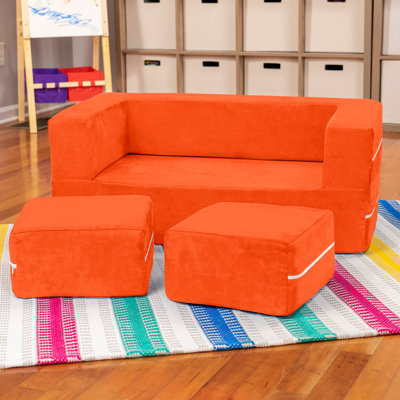 Altermease Zipline Modular Kids Loveseat & Ottomans/Fold Out Lounger