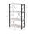 Jurgen Antique White & Black Bookshelf With Faux Concrete Shelves And Metal Frame For Modern Storage