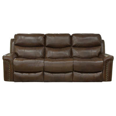 Top Grain Italian Leather Power Reclining Sofa with USB Charging Ports -  Red Barrel StudioÂ®, 64881126959306959