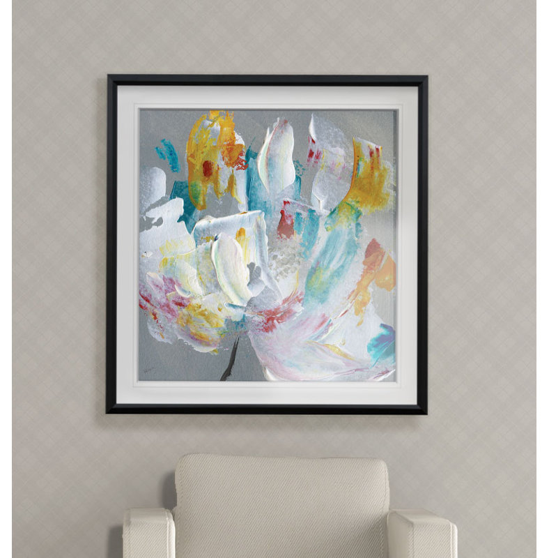 «Tye Dye Flower», reproduction sur toile, H 17,5 po x l 17,5 po x P 1,5 po, Cadre noir